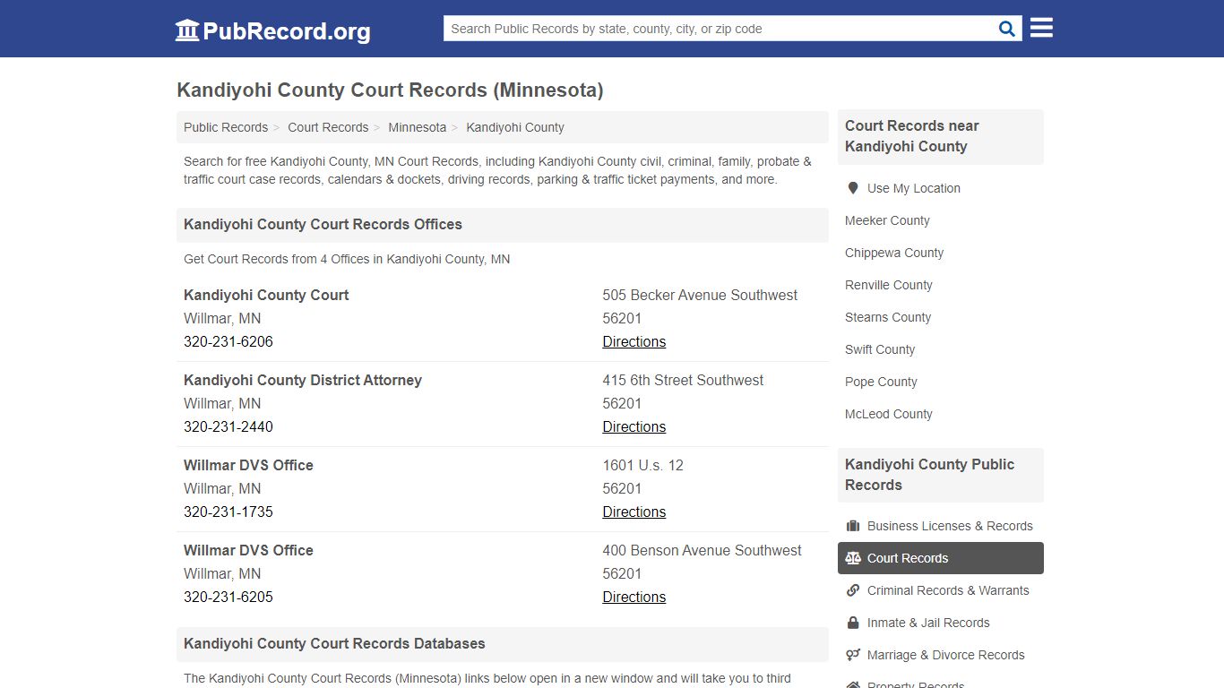 Kandiyohi County Court Records (Minnesota) - PubRecord.org